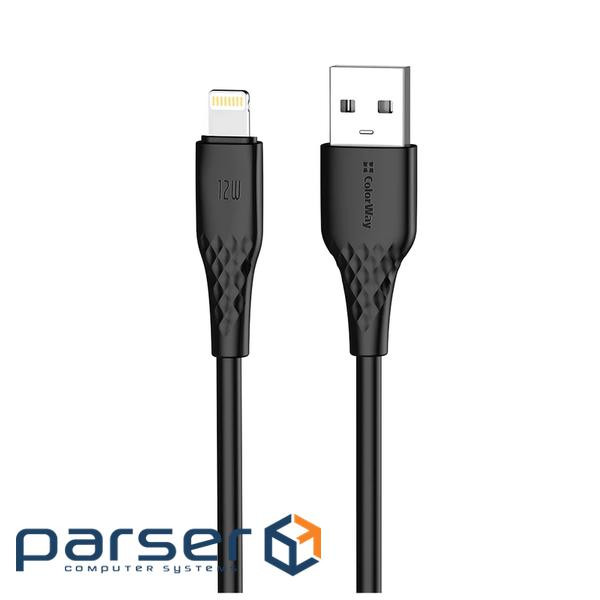 Дата кабель USB 2.0 AM to Lightning 1.0m 3A textured PVC black ColorWay (CW-CBUL094-BK)