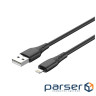 Дата кабель USB 2.0 AM to Lightning 1.0m 3A textured PVC black ColorWay (CW-CBUL094-BK)