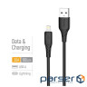 Дата кабель USB 2.0 AM to Lightning 1.0m 3A textured PVC black ColorWay (CW-CBUL094-BK)