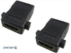 Перехідник HDMI to HDMI F/ F прямий, с креплением L=28mm, черный (62.01.3193-20)