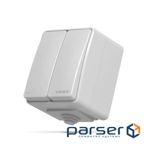 Вимикач VIDEX BINERA IP65 зовнішній 2кл сірий (VF-BNW12-G)