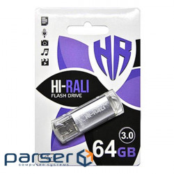 Flash drive USB3.0 64GB Hi-Rali Rocket Series Silver (HI-64GB3VCSL)