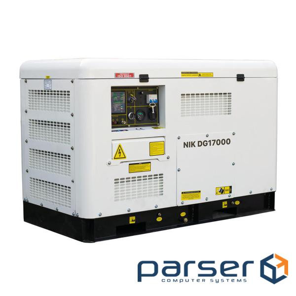 Генератор дизельний NIC DG17000, 3-фазний 230 / 380V, 50Hz, 12kW, бак 25 л, витрата 3.1 (NICDG17000)