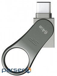 USB накопитель SILICON POWER Mobile C80 64 GB USB 3.0, Type-C, серебристый (SP064GBUC3C80V1S)