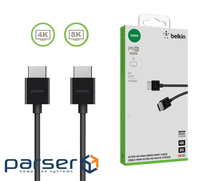 Кабель HDMI (M/M) Belkin 2м, 2.1, High Speed Ethernet, чорний (AV10175BT2MBKV2)