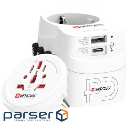 Універсальний мережевий перехідник SKROSS Pro Light USB AC30PD World White (1.302473)