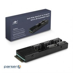 Vantec Accessory UGT-M2670 M.2 PCIe Gen3x2 B+M Key To 5 Ports SATA III Expansion Card Retail
