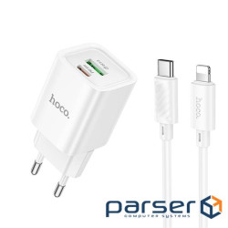 Набір СЗУ HOCO C149A + Type-C / Lighting кабель, 1xUSB+1xUSB-C, PD30W+QC3.0, кабел (HOCO C149A / LW)