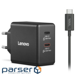 Адаптер живлення Lenovo Dual USB-C 65W GaN Charger Black LENOVO Dual USB-C 65W GaN Blac (G0A6065BEU)