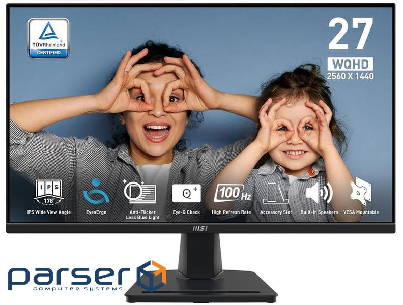 Монітор MSI 27 PRO MP275Q 2xHDMI, DP, MM, IPS, 2560x1440, 100Hz, 1ms, sRGB 100%, Ad (9S6-3PC3CM-080)