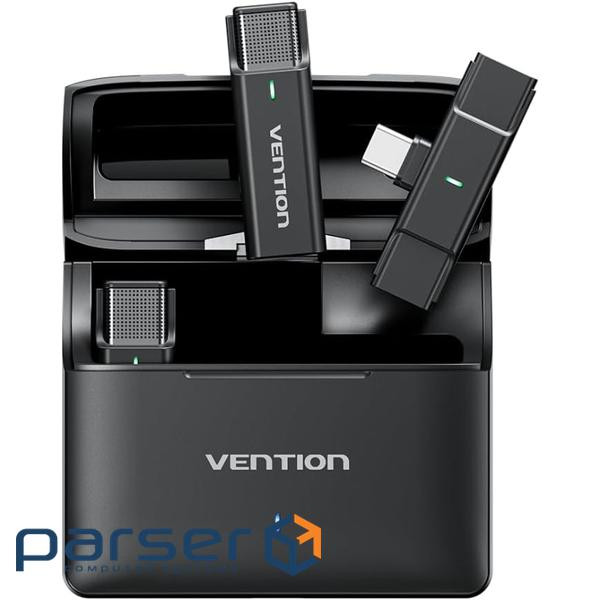 Бездротовий подвійний петличний мікрофон Vention USB-C 2-Pack Wireless Lavalier with Chargin (NCAB0)