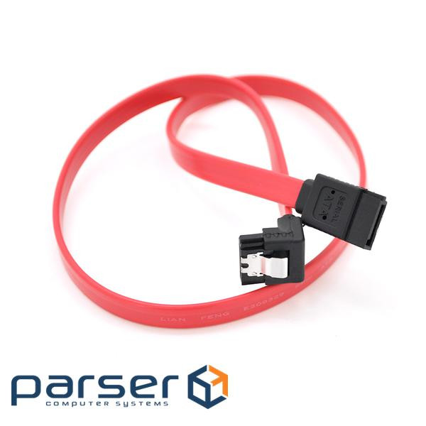 Кабель інтерфейсний VEGGIEG ST307 SATA3.0, 0.5м, загнутий з засувкою, червоний (YT-ST307)