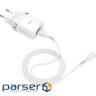 Charger HOCO C12Q Smart 1xUSB-A, 2.4A White w/Micro-USB cable (6931474716286)