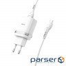 Charger HOCO C12Q Smart 1xUSB-A, 2.4A White w/Micro-USB cable (6931474716286)