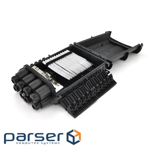 Муфта оптична Merlion ML-OP-F108H-12C, герметична, 3 введення, до 2-х касет, до 12 зварок, матеріал 