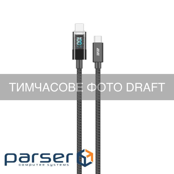 Кабель 2E USB-C USB-C заряджання/синхронізації 100Вт PD, 1м, Digital Display, чорний (2E-CC100-BL)
