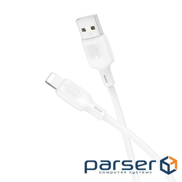 Дата кабель USB 2.0 AM to Lightning 1.0m Lenny silicone BX113 white BOROFONE (6941991115400)