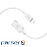 Дата кабель USB 2.0 AM to Lightning 1.0m Lenny silicone BX113 white BOROFONE (6941991115400)