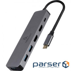 Док-станція для ноутбука CABLEXPERT 3-in-1 USB-C to 2xHDMI/3xUSB 3.0/100W USB-C PD (A-CM-COMBO3-03)
