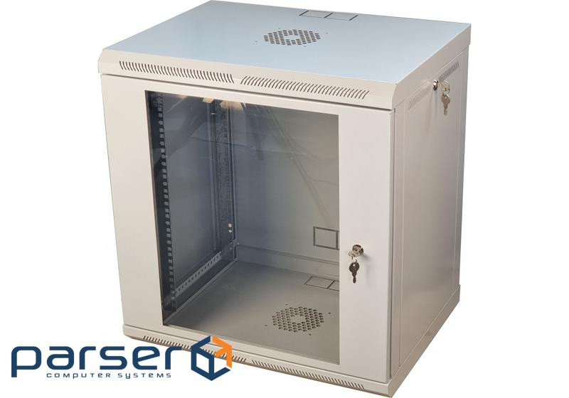 Шафа телекомунікаційна 19" VAGO 12U, настінна, двері акрил, сіра, (640х600х600) (021490) 600) (021490)