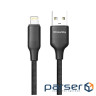 Дата кабель USB 2.0 AM to Lightning 1.0m 3A TPE embossed black ColorWay (CW-CBUL101-BK)