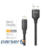 Дата кабель USB 2.0 AM to Lightning 1.0m 3A TPE embossed black ColorWay (CW-CBUL101-BK)
