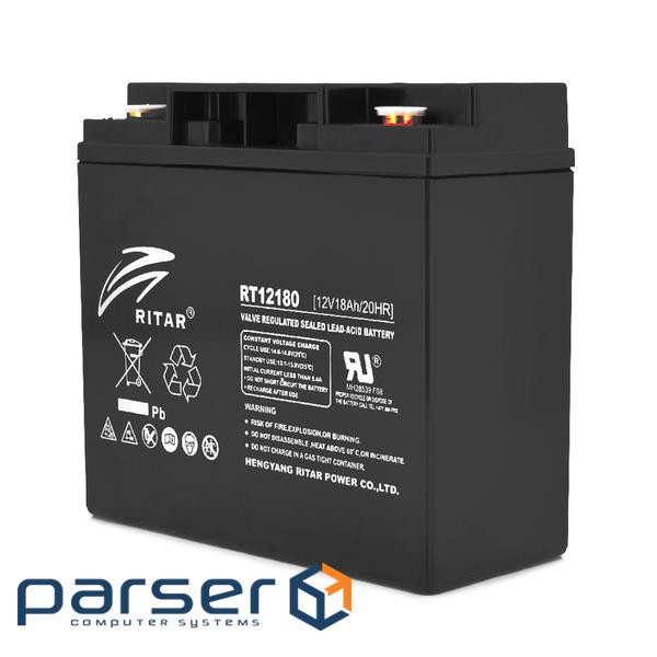 Акумуляторна батарея AGM RITAR RT12180BM5, Black Case, 12V 18.0Ah (181х77х167) Q2