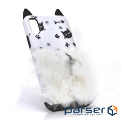 Накладка Кіт пухнастий хвіст (смарт кільце ) iPhone X (13638)