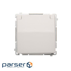 Розетка електрична Basic з заземленням Schuko зі шторками, з кришкою, білий (BMGSZ1BZ.01/11)