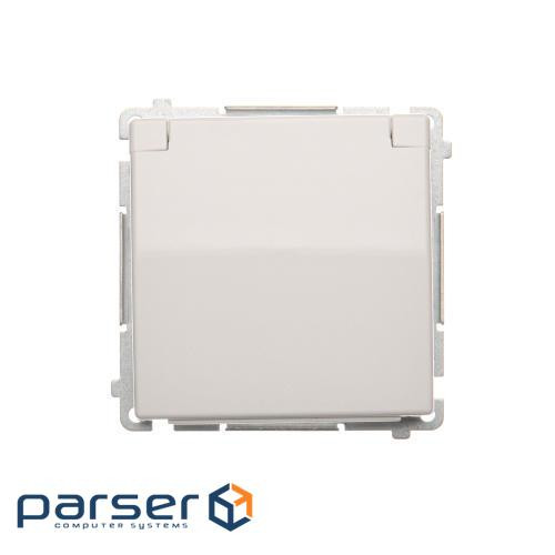 Розетка електрична Basic з заземленням Schuko зі шторками, з кришкою, білий (BMGSZ1BZ.01/11)