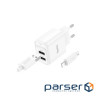 Зарядний пристрій HOCO C141A 2xUSB + cable USB to Lightning white (6942007627870)