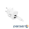 Зарядний пристрій HOCO C141A 2xUSB + cable USB to Lightning white (6942007627870)