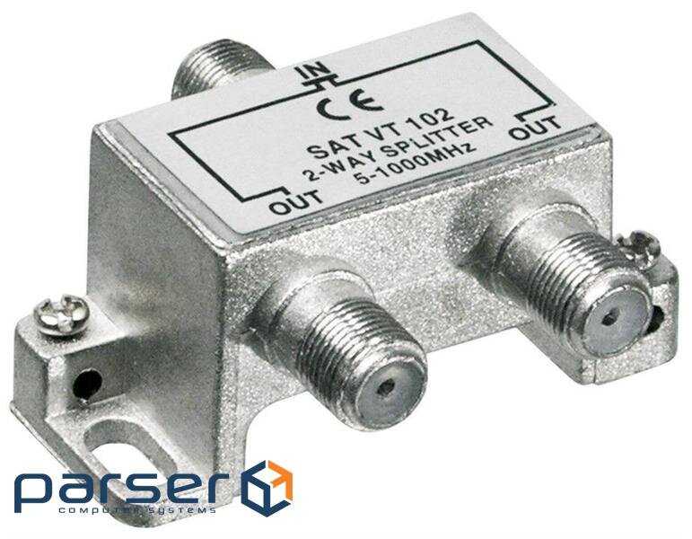 Перехідник Goobay антенний RF:F 1x2 F/F (Splitter),SAT CATV 5-1000MHz (75.06.7019-1)