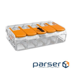 Terminal block 5x1...4mm2, for single/multiple copper wires, WAGO, clamp flags, compact (221-415)