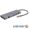 Док-станція для ноутбука CABLEXPERT 5-in-1 USB-C to HDMI/3xUSB 3.0/CR/LAN/100W USB- (A-CM-COMBO5-05)