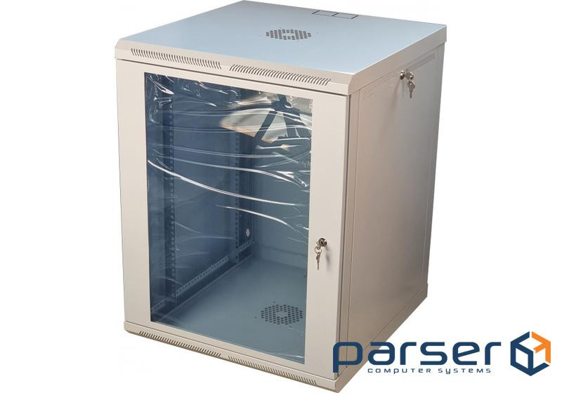 Шафа телекомунікаційна 19" VAGO 15U, настінна, двері акрил, сіра, (775х600х450) (021492) 450) (021492)