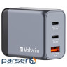 Настінний зарядний пристрій Verbatim GaN 65 Вт,3 порта (2xUSB-C-65 Вт /USB-A -3.0) (32201) /USB-A -3.0) (32201)