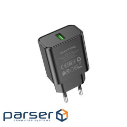 Зарядний пристрій BOROFONE BA72A USB QC3.0 black (6974443388541)
