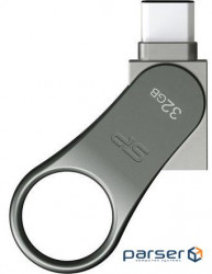 USB накопитель SILICON POWER Mobile C80 32 GB USB 3.0, Type-C, серебристый (SP032GBUC3C80V1S)
