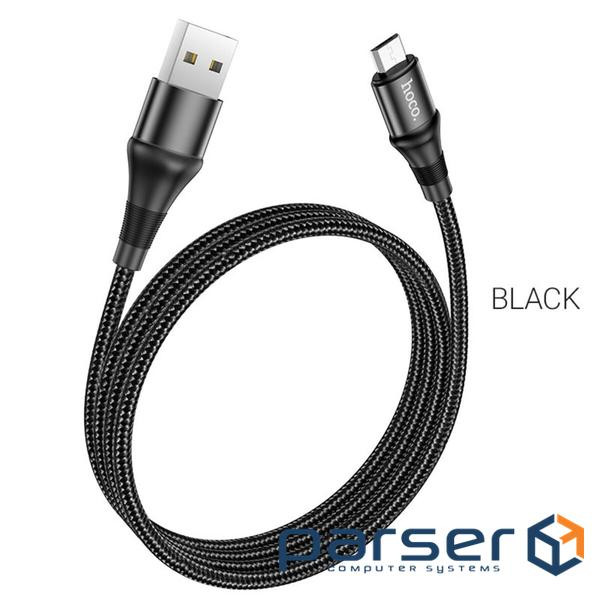 Кабель HOCO X50 USB to Micro 2.4A, 1m, nylon, aluminum connectors, Black (6931474734211)