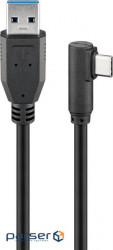 Device cable USB Type-C-3.0A M/M 1.0m, (USB3.0) 90 mm (TypeC) Cu, black (75.06.6501-1)