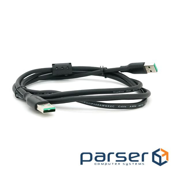 Кабель VEGGIEG UA-1.5, USB 2.0 AM / AM, 1.5m, 1 ферит, Black (V-U109)