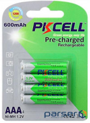Акумулятор PKCELL 1.2V AAA 600mAh NiMH Already Charged, 4 штуки у блістері ціна за блістер , (9325)