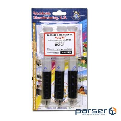 Заправний набір WWM Canon BCI-24 (3x20мол ) Black (IR3.C24/B)
