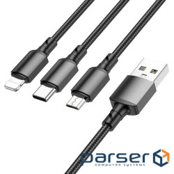 Кабель BOROFONE BX72 3-in-1 charging cable(iP+Type-C+Micro) Black (BX72LUMB)