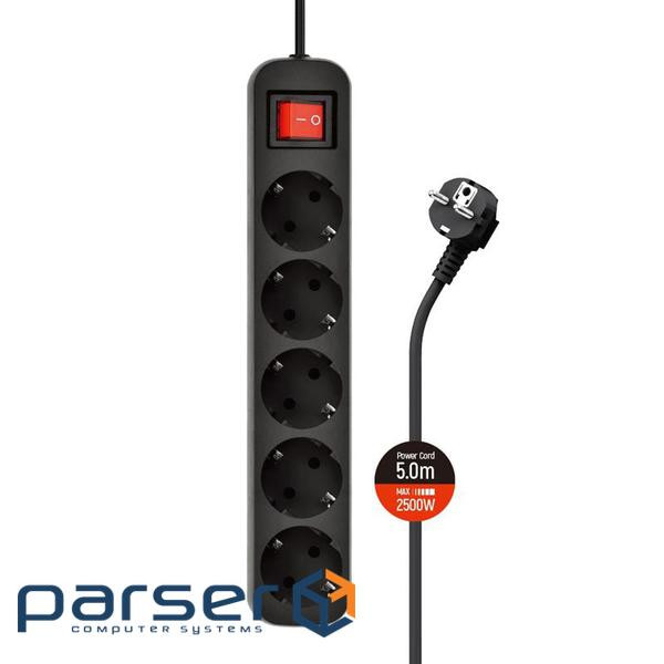 Фільтр живлення ColorWay CW-PSEA55BK, 5 розеток / 5M black