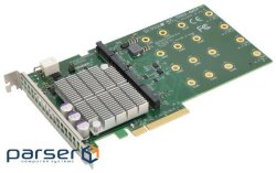 Supermicro NVMe M.2 add-on card Supports up to 4xNVMe M.2 SSDs, w/Switch, 22x42/60/8 (AOC-SHG3-4M2P)