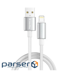 Дата кабель USB 2.0 AM to Lightning 2.0m 3A zinc alloy braided white ColorWay (CW-CBUL099-WT)