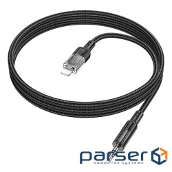 Аудiокабель HOCO UPA27 Spirit transparent digital audio conversion cable iP Black (6942007612524)