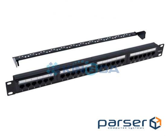 Patch panel 19" 24xRJ-45 UTP Cat.6, 1U, with organizer Kingda (KD-PP07-UTP-C6-24P)